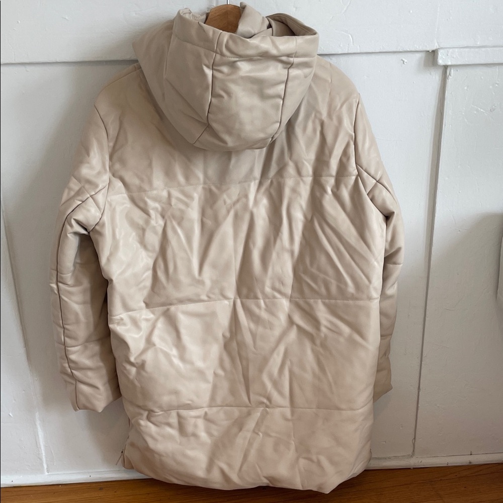 Zara Beige Hooded Puffer Coat - Picture 3 of 9